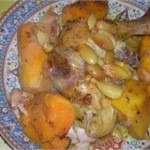 Poulets rôtis et patates douces et amandes